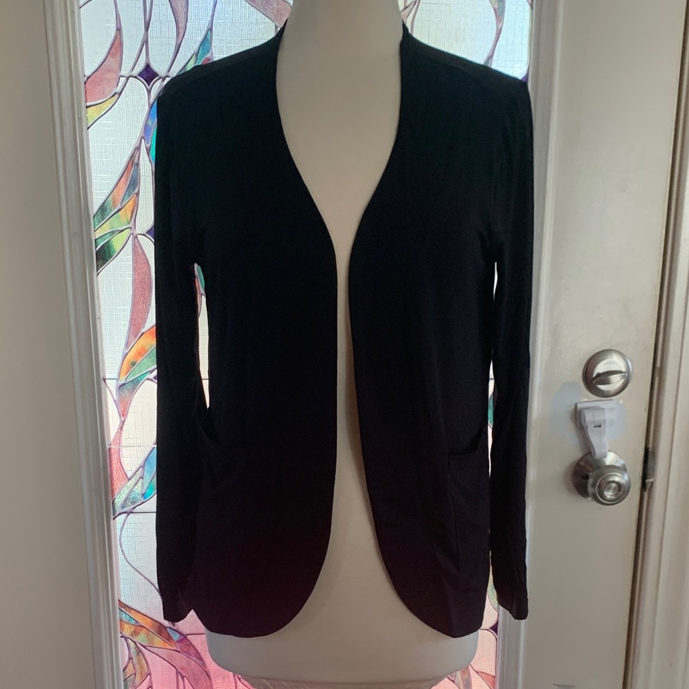 Town Cat brand Black Open Front Cardigan with front pockets
